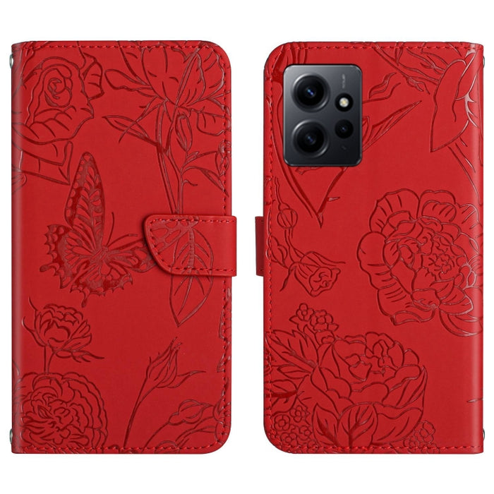 HT03 Skin Feel Butterfly Estuche de cuero con tapa en relieve para teléfono, For Realme C55, For Xiaomi Redmi Note 12 4G Global, For Honor X9a 5G / Magic5 Lite, For Honor X5 4G