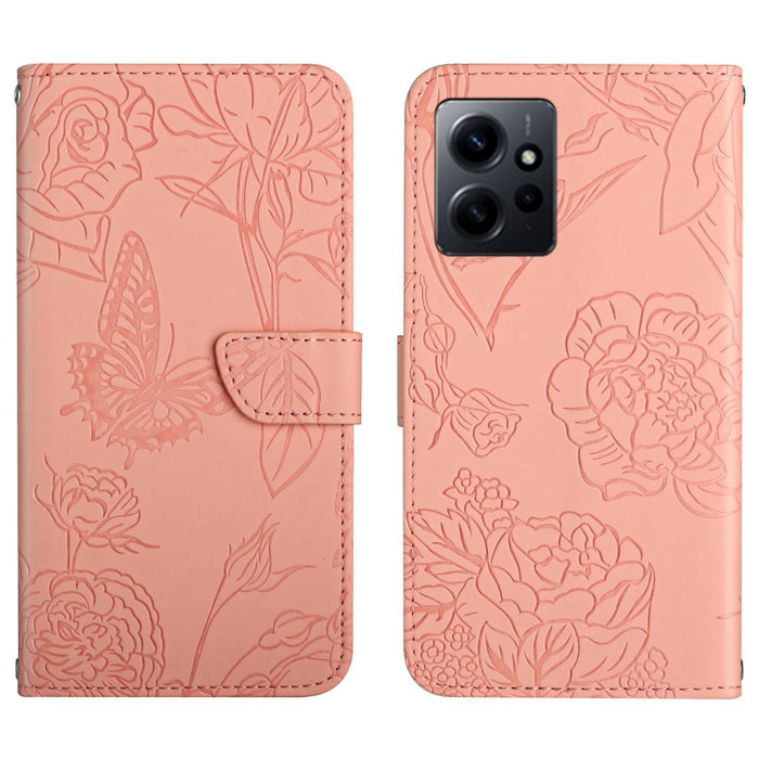 HT03 Skin Feel Butterfly Estuche de cuero con tapa en relieve para teléfono, For Realme C55, For Xiaomi Redmi Note 12 4G Global, For Honor X9a 5G / Magic5 Lite, For Honor X5 4G