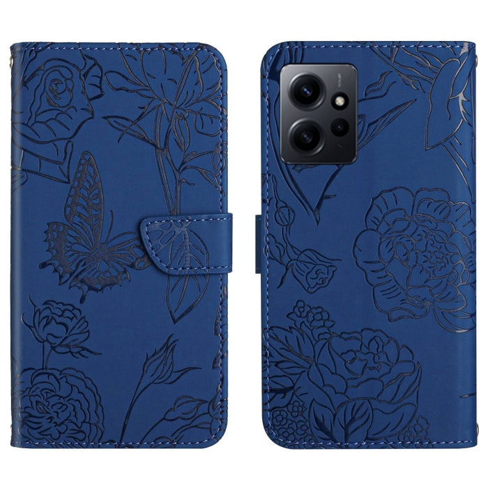 HT03 Skin Feel Butterfly Estuche de cuero con tapa en relieve para teléfono, For Realme C55, For Xiaomi Redmi Note 12 4G Global, For Honor X9a 5G / Magic5 Lite, For Honor X5 4G
