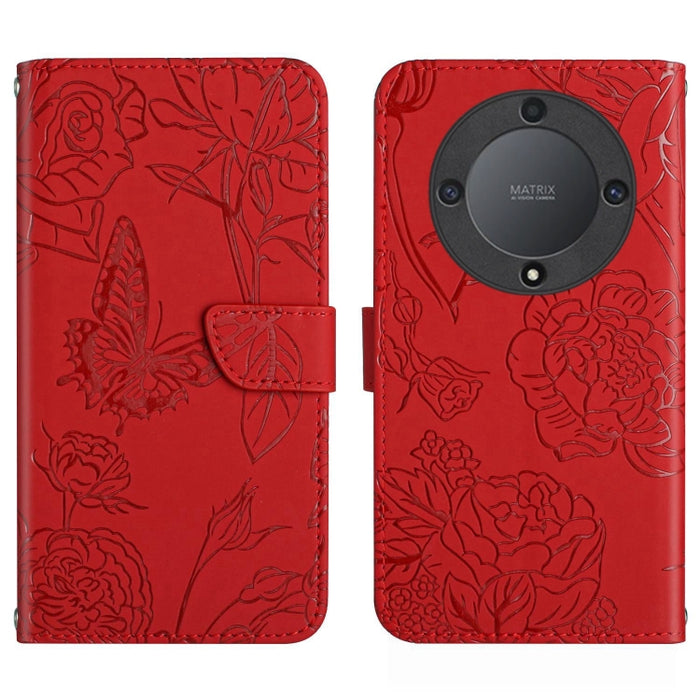 HT03 Skin Feel Butterfly Estuche de cuero con tapa en relieve para teléfono, For Realme C55, For Xiaomi Redmi Note 12 4G Global, For Honor X9a 5G / Magic5 Lite, For Honor X5 4G