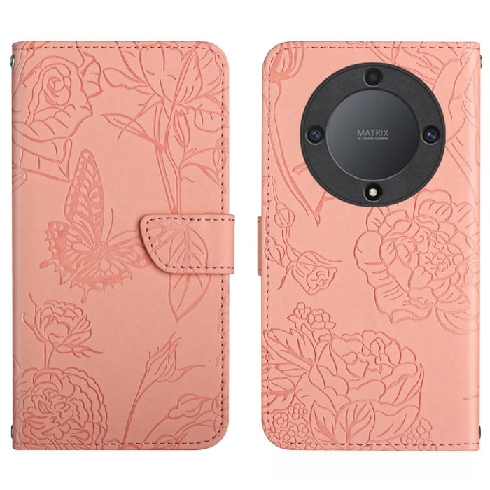 HT03 Skin Feel Butterfly Estuche de cuero con tapa en relieve para teléfono, For Realme C55, For Xiaomi Redmi Note 12 4G Global, For Honor X9a 5G / Magic5 Lite, For Honor X5 4G