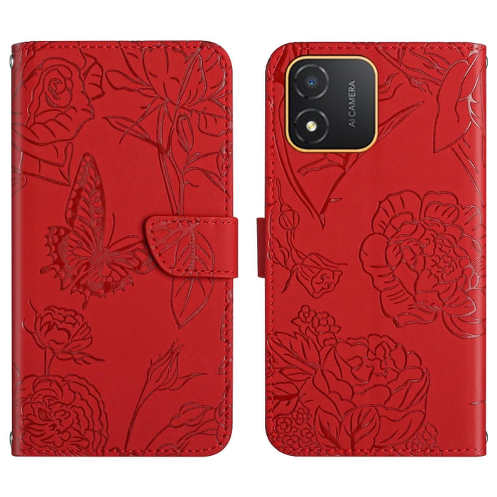 HT03 Skin Feel Butterfly Estuche de cuero con tapa en relieve para teléfono, For Realme C55, For Xiaomi Redmi Note 12 4G Global, For Honor X9a 5G / Magic5 Lite, For Honor X5 4G
