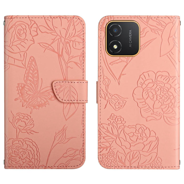 HT03 Skin Feel Butterfly Estuche de cuero con tapa en relieve para teléfono, For Realme C55, For Xiaomi Redmi Note 12 4G Global, For Honor X9a 5G / Magic5 Lite, For Honor X5 4G
