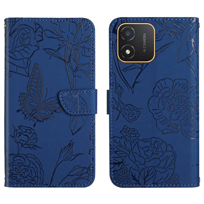 HT03 Skin Feel Butterfly Estuche de cuero con tapa en relieve para teléfono, For Realme C55, For Xiaomi Redmi Note 12 4G Global, For Honor X9a 5G / Magic5 Lite, For Honor X5 4G