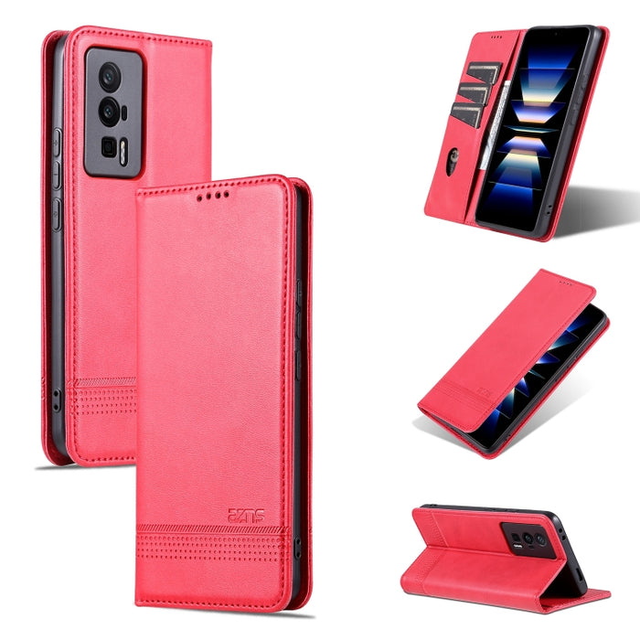 AZNS Funda de cuero con tapa magnética con textura de becerro para teléfono, For Huawei Enjoy 50z, For Huawei nova Y61, For Xiaomi Redmi K60 / K60 Pro
