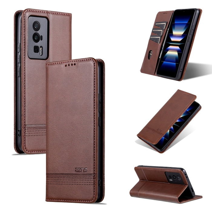 AZNS Funda de cuero con tapa magnética con textura de becerro para teléfono, For Huawei Enjoy 50z, For Huawei nova Y61, For Xiaomi Redmi K60 / K60 Pro