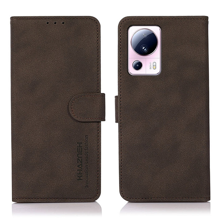 KHAZNEH Estuche para teléfono de cuero con textura mate, For Xiaomi 13 Lite / Civi 2