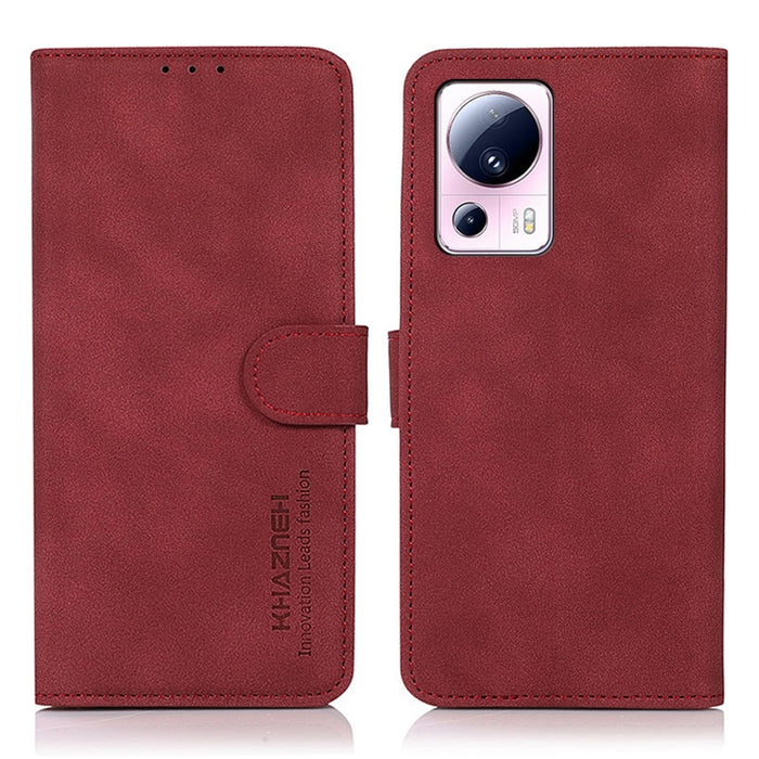 KHAZNEH Estuche para teléfono de cuero con textura mate, For Xiaomi 13 Lite / Civi 2