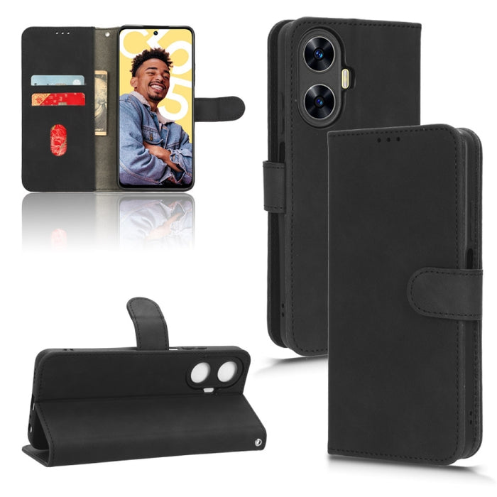 Estuche para teléfono de cuero con tapa magnética Skin Feel, For Realme C55, For TCL ION X, For vivo S16e, For Xiaomi Redmi Note 12 Pro+ 5G, For Honor X5, For Samsung Galaxy A24 4G, For ZTE Blade V40 Design