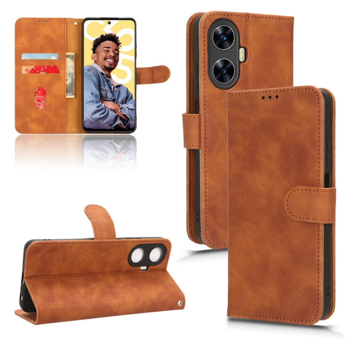 Estuche para teléfono de cuero con tapa magnética Skin Feel, For Realme C55, For TCL ION X, For vivo S16e, For Xiaomi Redmi Note 12 Pro+ 5G, For Honor X5, For Samsung Galaxy A24 4G, For ZTE Blade V40 Design