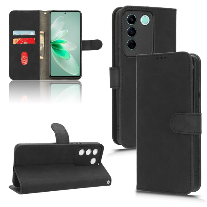 Estuche para teléfono de cuero con tapa magnética Skin Feel, For Realme C55, For TCL ION X, For vivo S16e, For Xiaomi Redmi Note 12 Pro+ 5G, For Honor X5, For Samsung Galaxy A24 4G, For ZTE Blade V40 Design