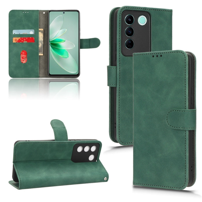 Estuche para teléfono de cuero con tapa magnética Skin Feel, For Realme C55, For TCL ION X, For vivo S16e, For Xiaomi Redmi Note 12 Pro+ 5G, For Honor X5, For Samsung Galaxy A24 4G, For ZTE Blade V40 Design