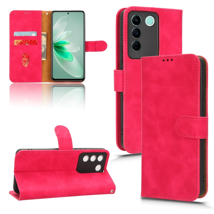 Estuche para teléfono de cuero con tapa magnética Skin Feel, For Realme C55, For TCL ION X, For vivo S16e, For Xiaomi Redmi Note 12 Pro+ 5G, For Honor X5, For Samsung Galaxy A24 4G, For ZTE Blade V40 Design