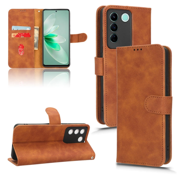 Estuche para teléfono de cuero con tapa magnética Skin Feel, For Realme C55, For TCL ION X, For vivo S16e, For Xiaomi Redmi Note 12 Pro+ 5G, For Honor X5, For Samsung Galaxy A24 4G, For ZTE Blade V40 Design