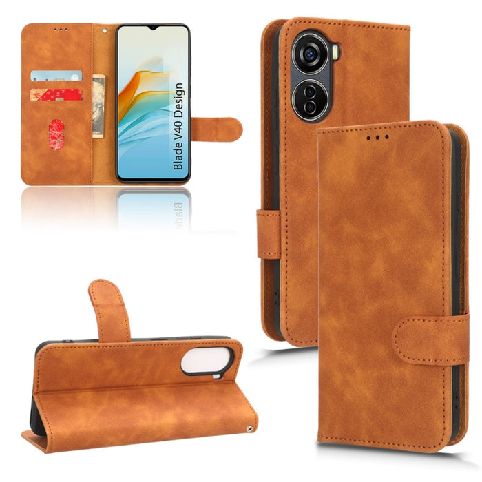 Estuche para teléfono de cuero con tapa magnética Skin Feel, For Realme C55, For TCL ION X, For vivo S16e, For Xiaomi Redmi Note 12 Pro+ 5G, For Honor X5, For Samsung Galaxy A24 4G, For ZTE Blade V40 Design