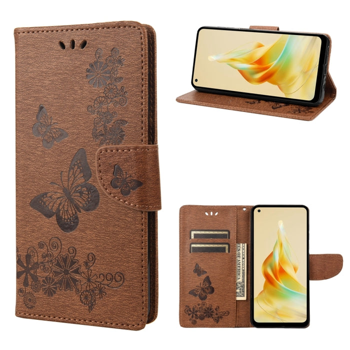 Estuche para teléfono de cuero con tapa horizontal en relieve de mariposa, For OPPO Reno8 T 4G, For Xiaomi Redmi Note 12 5G Global / Poco X5 5G, For Xiaomi Redmi Note 12 Pro 5G Global, For Xiaomi Redmi Note 12 Pro+ 5G Global