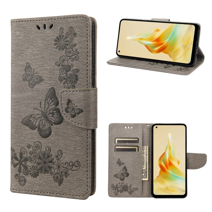 Estuche para teléfono de cuero con tapa horizontal en relieve de mariposa, For OPPO Reno8 T 4G, For Xiaomi Redmi Note 12 5G Global / Poco X5 5G, For Xiaomi Redmi Note 12 Pro 5G Global, For Xiaomi Redmi Note 12 Pro+ 5G Global