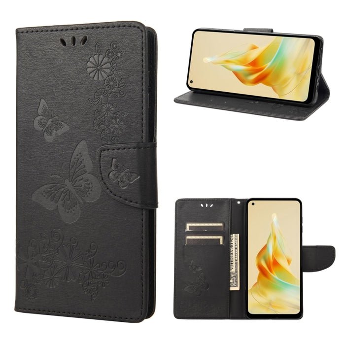 Estuche para teléfono de cuero con tapa horizontal en relieve de mariposa, For OPPO Reno8 T 4G, For Xiaomi Redmi Note 12 5G Global / Poco X5 5G, For Xiaomi Redmi Note 12 Pro 5G Global, For Xiaomi Redmi Note 12 Pro+ 5G Global