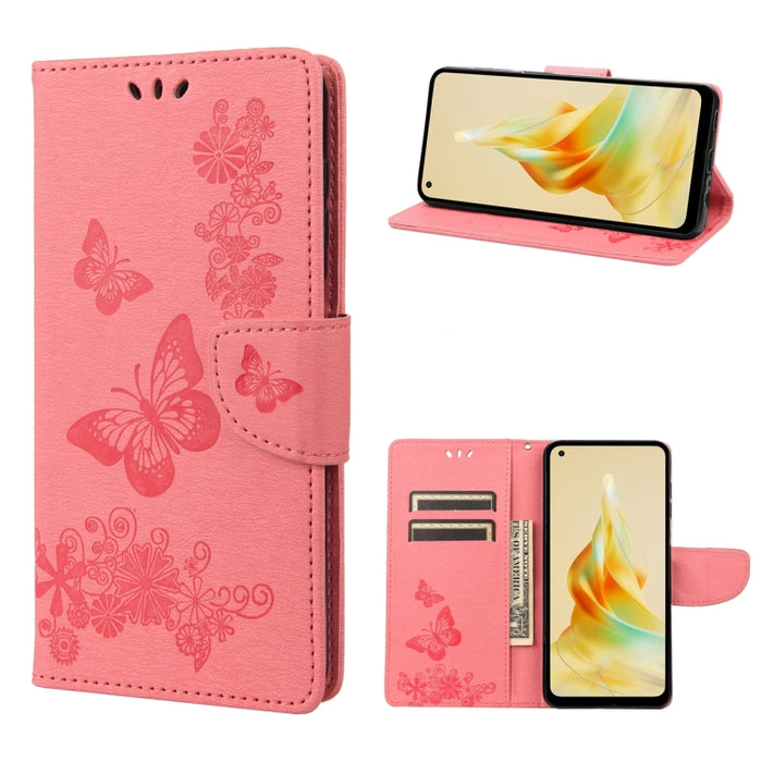 Estuche para teléfono de cuero con tapa horizontal en relieve de mariposa, For OPPO Reno8 T 4G, For Xiaomi Redmi Note 12 5G Global / Poco X5 5G, For Xiaomi Redmi Note 12 Pro 5G Global, For Xiaomi Redmi Note 12 Pro+ 5G Global