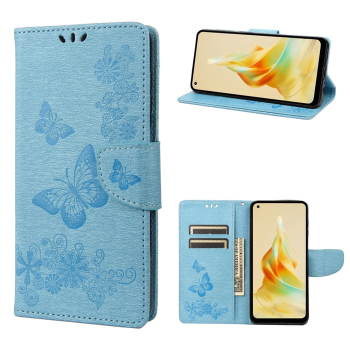 Estuche para teléfono de cuero con tapa horizontal en relieve de mariposa, For OPPO Reno8 T 4G, For Xiaomi Redmi Note 12 5G Global / Poco X5 5G, For Xiaomi Redmi Note 12 Pro 5G Global, For Xiaomi Redmi Note 12 Pro+ 5G Global