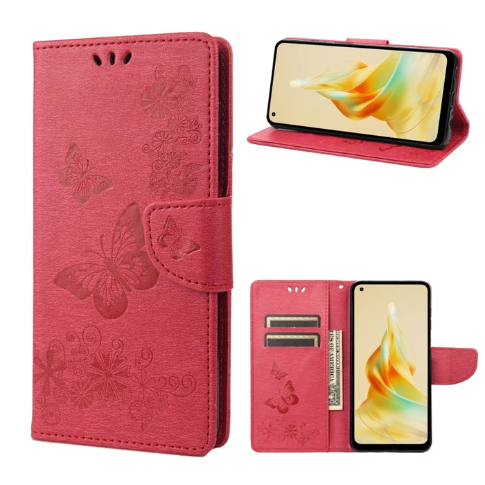 Estuche para teléfono de cuero con tapa horizontal en relieve de mariposa, For OPPO Reno8 T 4G, For Xiaomi Redmi Note 12 5G Global / Poco X5 5G, For Xiaomi Redmi Note 12 Pro 5G Global, For Xiaomi Redmi Note 12 Pro+ 5G Global