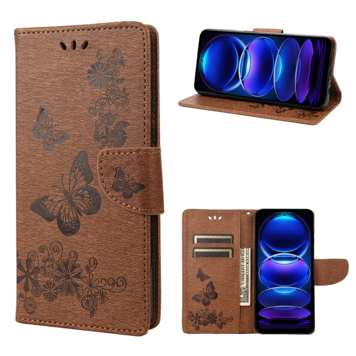 Estuche para teléfono de cuero con tapa horizontal en relieve de mariposa, For OPPO Reno8 T 4G, For Xiaomi Redmi Note 12 5G Global / Poco X5 5G, For Xiaomi Redmi Note 12 Pro 5G Global, For Xiaomi Redmi Note 12 Pro+ 5G Global