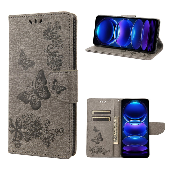 Estuche para teléfono de cuero con tapa horizontal en relieve de mariposa, For OPPO Reno8 T 4G, For Xiaomi Redmi Note 12 5G Global / Poco X5 5G, For Xiaomi Redmi Note 12 Pro 5G Global, For Xiaomi Redmi Note 12 Pro+ 5G Global