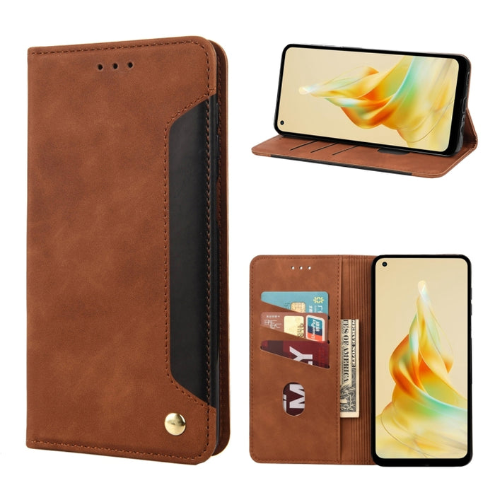 Estuche para teléfono de cuero con empalme de sensación de piel, For OPPO Reno8 T 4G, For Xiaomi Redmi Note 12 5G Global / Poco X5 5G, For Xiaomi Redmi Note 12 Pro 5G Global, For Xiaomi Redmi Note 12 Pro+ 5G Global