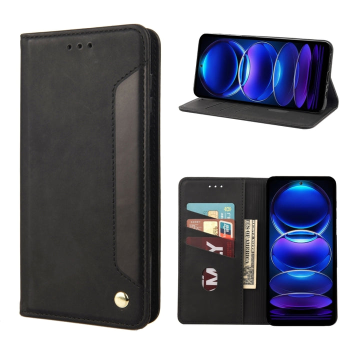 Estuche para teléfono de cuero con empalme de sensación de piel, For OPPO Reno8 T 4G, For Xiaomi Redmi Note 12 5G Global / Poco X5 5G, For Xiaomi Redmi Note 12 Pro 5G Global, For Xiaomi Redmi Note 12 Pro+ 5G Global