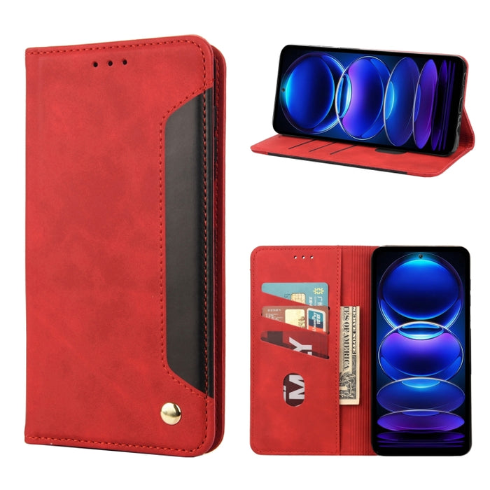 Estuche para teléfono de cuero con empalme de sensación de piel, For OPPO Reno8 T 4G, For Xiaomi Redmi Note 12 5G Global / Poco X5 5G, For Xiaomi Redmi Note 12 Pro 5G Global, For Xiaomi Redmi Note 12 Pro+ 5G Global