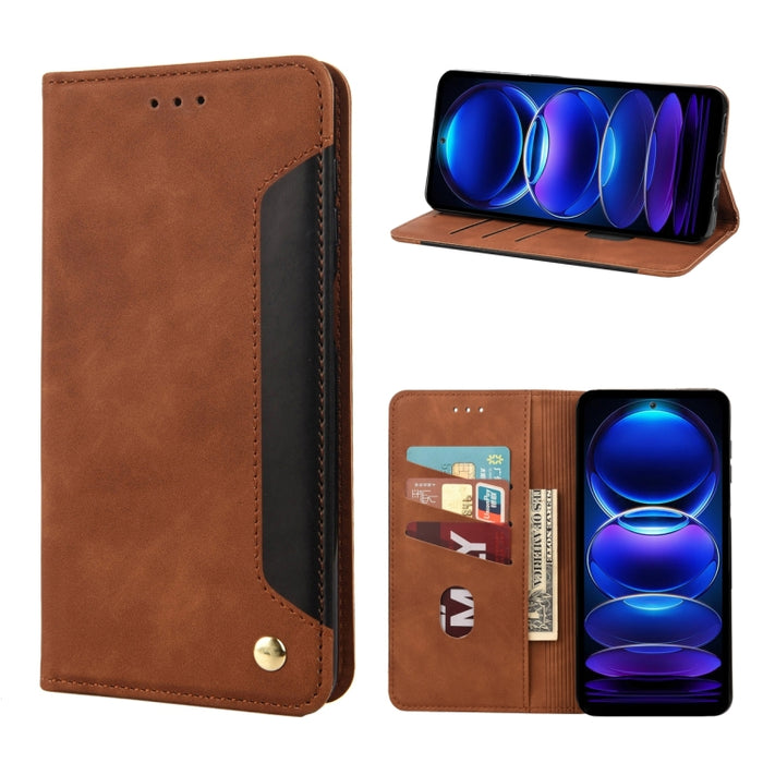 Estuche para teléfono de cuero con empalme de sensación de piel, For OPPO Reno8 T 4G, For Xiaomi Redmi Note 12 5G Global / Poco X5 5G, For Xiaomi Redmi Note 12 Pro 5G Global, For Xiaomi Redmi Note 12 Pro+ 5G Global