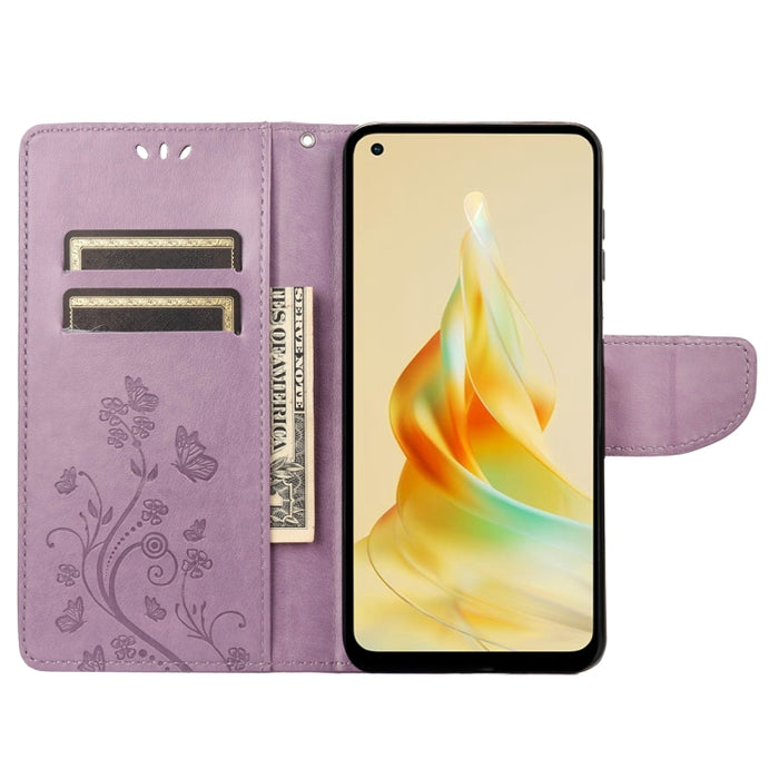 Estuche para teléfono de cuero con estampado de flores de mariposa, For OPPO Reno8 T 4G, For Xiaomi Redmi Note 12 5G Global / Poco X5 5G, For Xiaomi Redmi Note 12 Pro 5G Global, For Xiaomi Redmi Note 12 Pro+ 5G Global