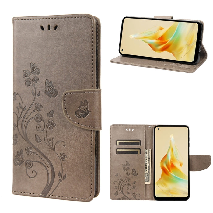 Estuche para teléfono de cuero con estampado de flores de mariposa, For OPPO Reno8 T 4G, For Xiaomi Redmi Note 12 5G Global / Poco X5 5G, For Xiaomi Redmi Note 12 Pro 5G Global, For Xiaomi Redmi Note 12 Pro+ 5G Global