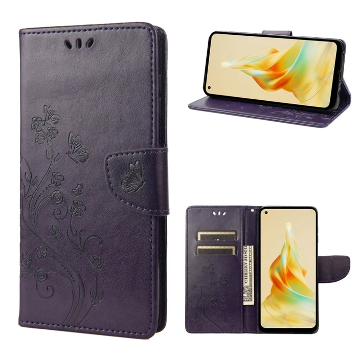 Estuche para teléfono de cuero con estampado de flores de mariposa, For OPPO Reno8 T 4G, For Xiaomi Redmi Note 12 5G Global / Poco X5 5G, For Xiaomi Redmi Note 12 Pro 5G Global, For Xiaomi Redmi Note 12 Pro+ 5G Global