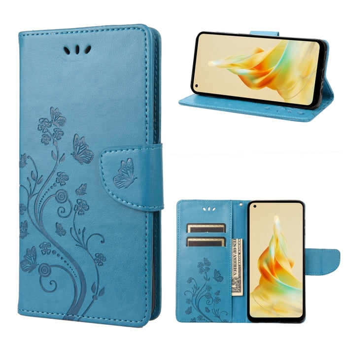 Estuche para teléfono de cuero con estampado de flores de mariposa, For OPPO Reno8 T 4G, For Xiaomi Redmi Note 12 5G Global / Poco X5 5G, For Xiaomi Redmi Note 12 Pro 5G Global, For Xiaomi Redmi Note 12 Pro+ 5G Global