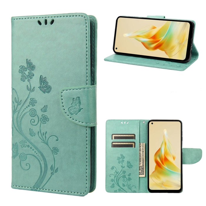 Estuche para teléfono de cuero con estampado de flores de mariposa, For OPPO Reno8 T 4G, For Xiaomi Redmi Note 12 5G Global / Poco X5 5G, For Xiaomi Redmi Note 12 Pro 5G Global, For Xiaomi Redmi Note 12 Pro+ 5G Global