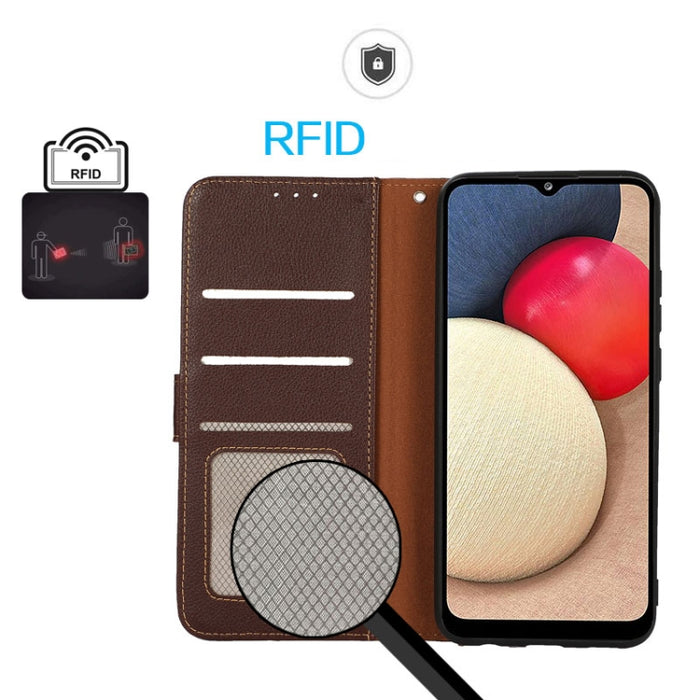KHAZNEH Estuche para teléfono RFID de cuero con textura de litchi, For Google Pixel 7a, For Xiaomi Redmi Note 12 4G Global, For Samsung Galaxy M14 5G
