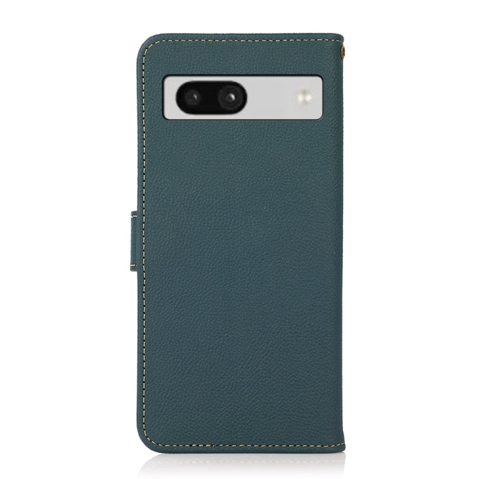 KHAZNEH Custer Texture RFID Estuche para teléfono de cuero genuino, For Google Pixel 7A, For Xiaomi Redmi Note 12 4G Global