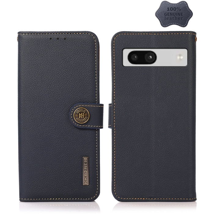 KHAZNEH Custer Texture RFID Estuche para teléfono de cuero genuino, For Google Pixel 7A, For Xiaomi Redmi Note 12 4G Global
