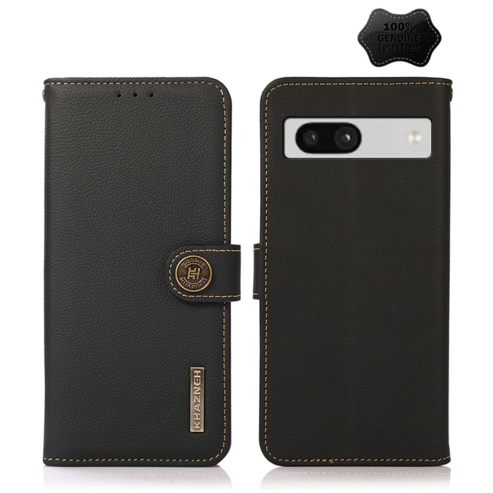 KHAZNEH Custer Texture RFID Estuche para teléfono de cuero genuino, For Google Pixel 7A, For Xiaomi Redmi Note 12 4G Global