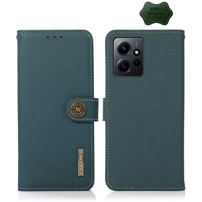 KHAZNEH Custer Texture RFID Estuche para teléfono de cuero genuino, For Google Pixel 7A, For Xiaomi Redmi Note 12 4G Global