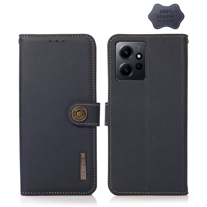 KHAZNEH Custer Texture RFID Estuche para teléfono de cuero genuino, For Google Pixel 7A, For Xiaomi Redmi Note 12 4G Global
