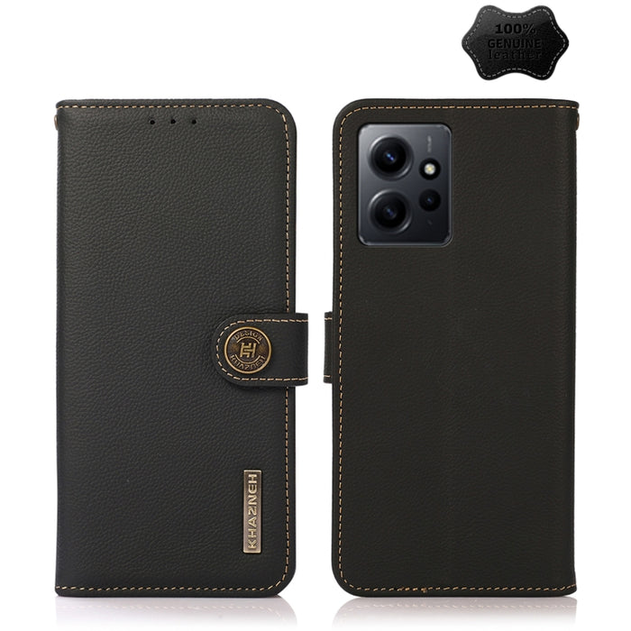 KHAZNEH Custer Texture RFID Estuche para teléfono de cuero genuino, For Google Pixel 7A, For Xiaomi Redmi Note 12 4G Global