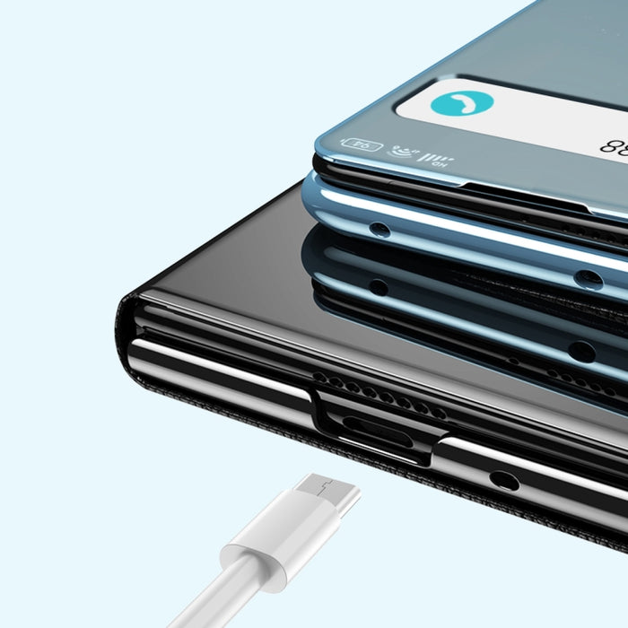 Estuche para teléfono de cuero con espejo electrochapado con soporte, For Xiaomi Mix Fold 2