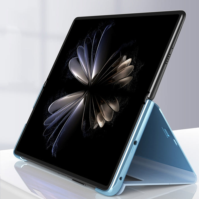 Estuche para teléfono de cuero con espejo electrochapado con soporte, For Xiaomi Mix Fold 2