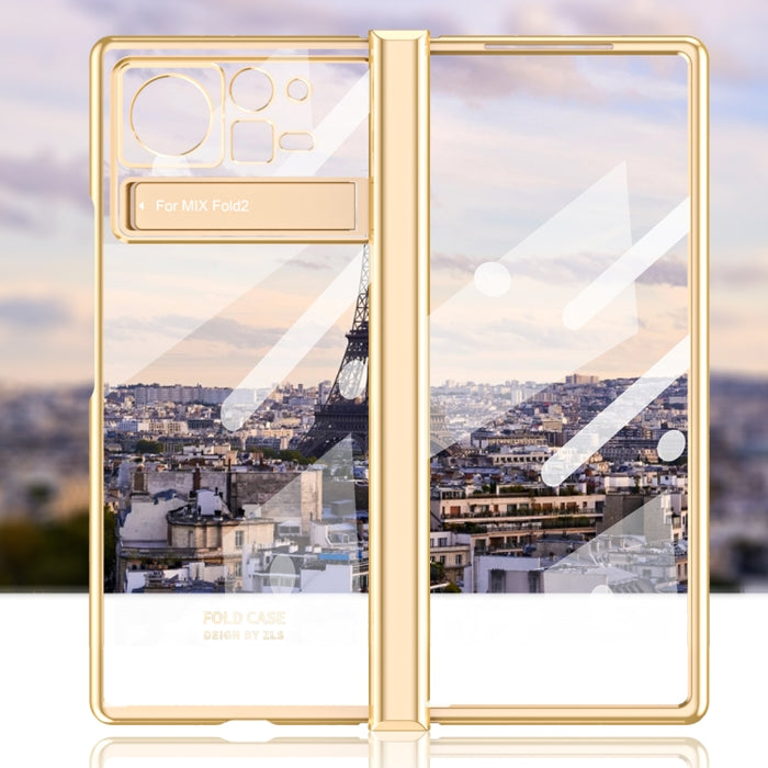 Caja de teléfono transparente con bisagra galvanizada, For Xiaomi Mix Fold 2