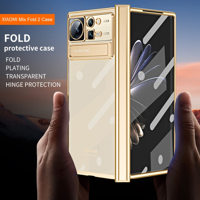 Caja de teléfono transparente con bisagra galvanizada, For Xiaomi Mix Fold 2