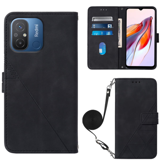 Estuche para teléfono de cuero con tapa en relieve 3D Crossbody, For Xiaomi Redmi 12C / Redmi 11A 4G Global, For Samsung Galaxy A04 Core, For Samsung Galaxy A04e, For Samsung Galaxy A24 4G