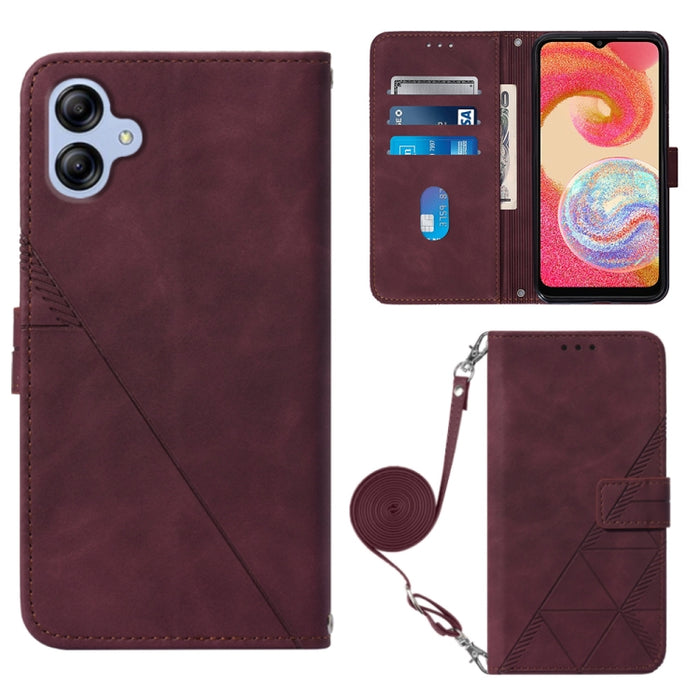 Estuche para teléfono de cuero con tapa en relieve 3D Crossbody, For Xiaomi Redmi 12C / Redmi 11A 4G Global, For Samsung Galaxy A04 Core, For Samsung Galaxy A04e, For Samsung Galaxy A24 4G