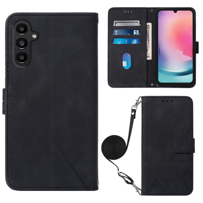 Estuche para teléfono de cuero con tapa en relieve 3D Crossbody, For Xiaomi Redmi 12C / Redmi 11A 4G Global, For Samsung Galaxy A04 Core, For Samsung Galaxy A04e, For Samsung Galaxy A24 4G